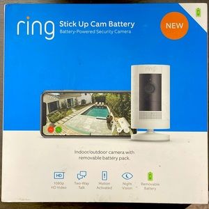 Ring stick up cam battery security camera and mounting hardware